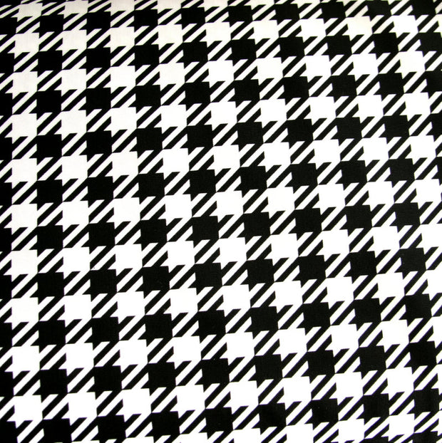 Small Black Houndstooth on White Nylon Lycra Swimsuit Fabric