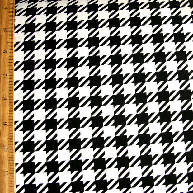Small Black Houndstooth on White Nylon Lycra Swimsuit Fabric