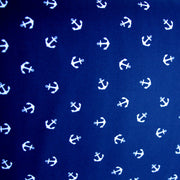 Small White Anchors on Navy Nylon Lycra Swimsuit Fabric