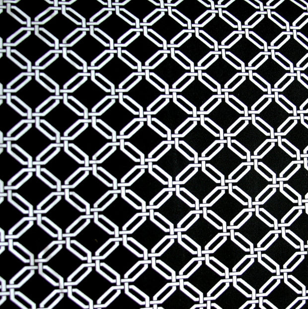 Small White Chainlink on Black Nylon Lycra Swimsuit Fabric