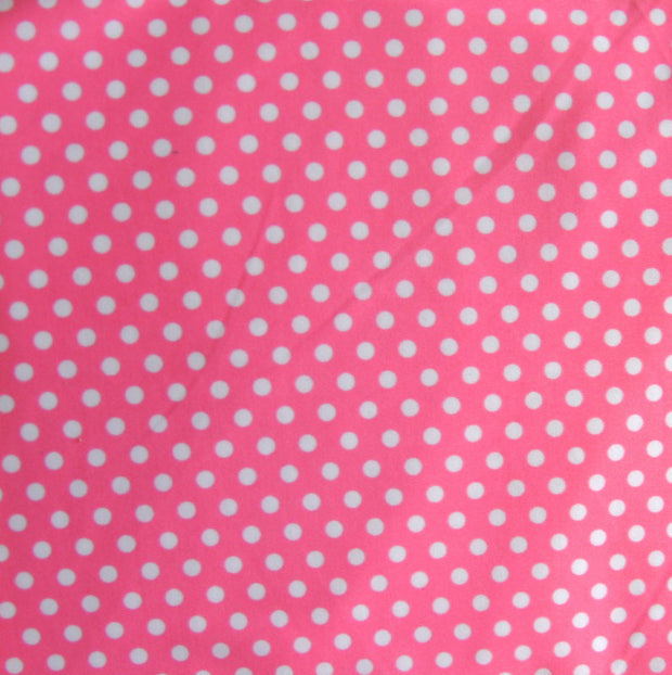 Small White Polka Dots on Pink Nylon Lycra Swimsuit Fabric
