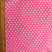 Small White Polka Dots on Pink Nylon Lycra Swimsuit Fabric