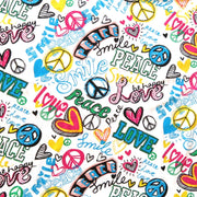 Smile, Peace, Love Cotton Knit Fabric