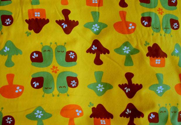 Snail Forest Organic Cotton Lycra Knit Fabric by Mussukat