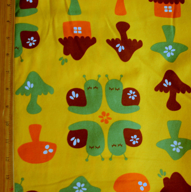 Snail Forest Organic Cotton Lycra Knit Fabric by Mussukat