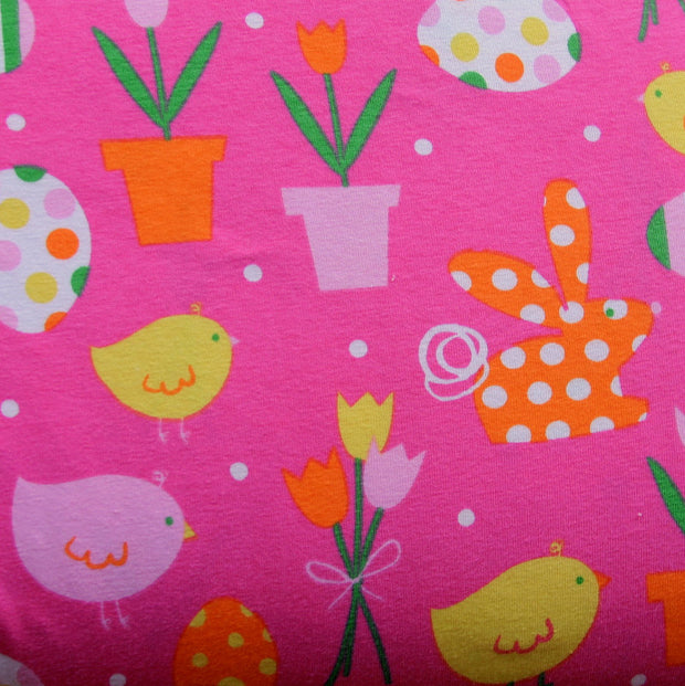 Spring Pink Cotton Lycra Knit Fabric
