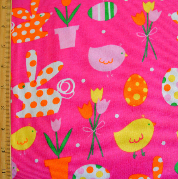 Spring Pink Cotton Knit Fabric