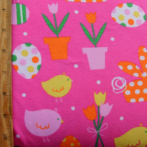 Spring Pink Cotton Lycra Knit Fabric