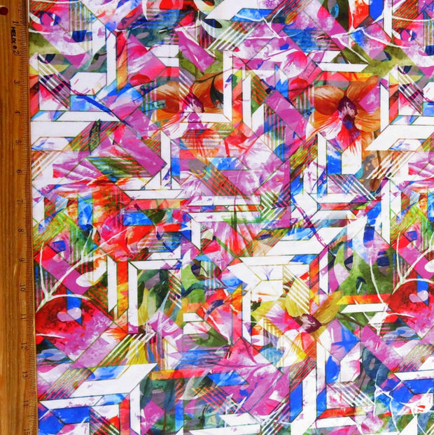 Stained Glass Abstract Nylon Spandex Swimsuit Fabric