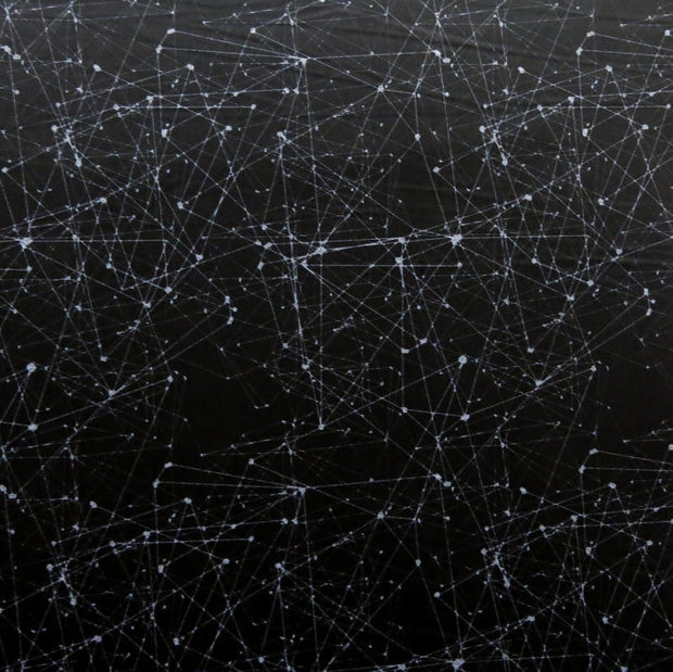 Star Map Nylon Spandex Swimsuit Fabric, White/Black Colorway - 17" Remnant