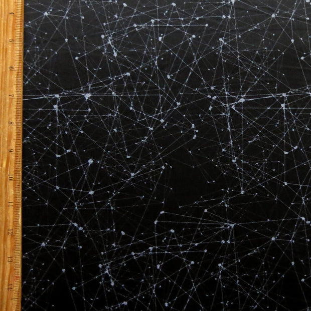 Star Map Nylon Spandex Swimsuit Fabric, White/Black Colorway - 17" Remnant