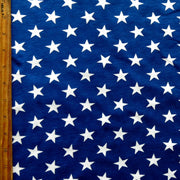 White Stars on Royal Blue Cotton Knit Fabric