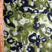 Tokidoki Stylish Girls Camo Cotton Knit Fabric, Green Colorway - 33" Remnant Piece