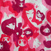 Tokidoki Stylish Girls Camo Cotton Knit Fabric, Pink Colorway - 17" Remnant Piece