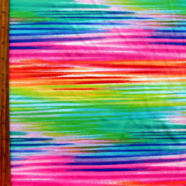 Sunset Rainbow Stripe Nylon Lycra Swimsuit Fabric