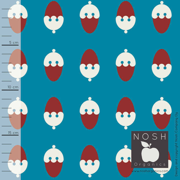 Sweet Cone Cotton Lycra Knit Fabric by Nosh Organics, Petrol Blue Colorway