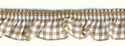 Taupe Gingham Ruffle Stretch Trim