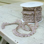 Taupe Gingham Ruffle Stretch Trim