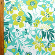 Teal, Mint, and Chartreuse Floral Nylon Lycra Swimsuit Fabric