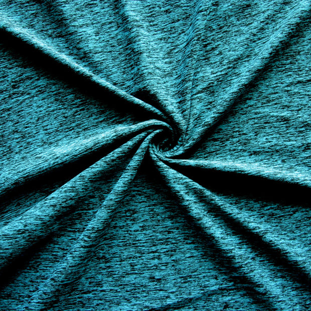Teal/Black Space Dye Poly Lycra Knit Fabric