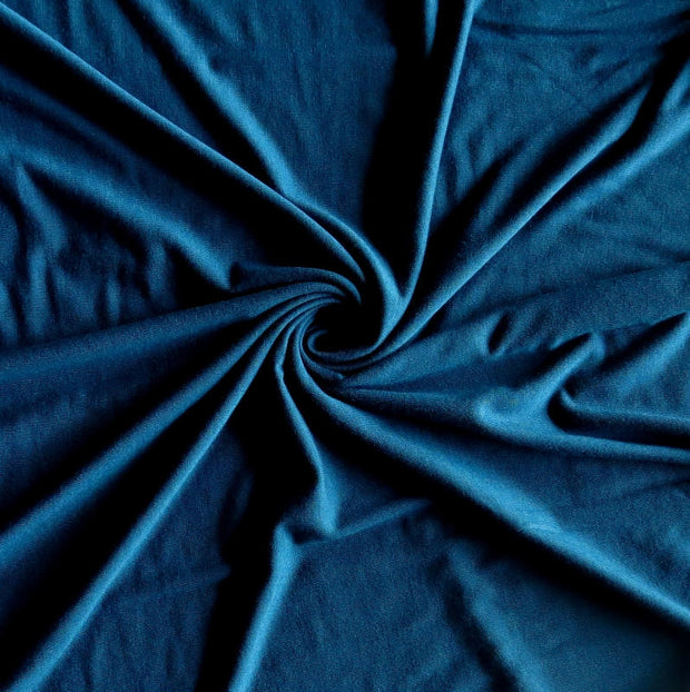 Dark Teal Blue Bamboo Lycra Jersey Knit Fabric
