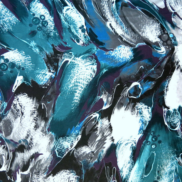 Teal Grey Abstract Nylon Spandex Swimsuit Fabric