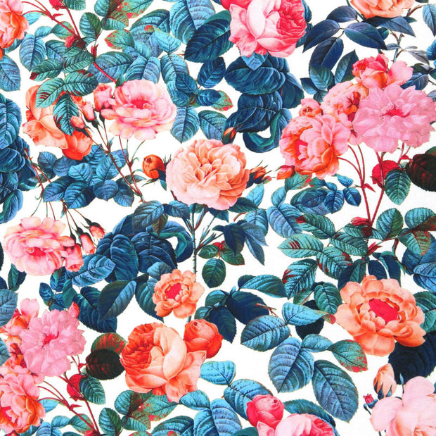 White Texas Rose Nylon Spandex Swimsuit Fabric