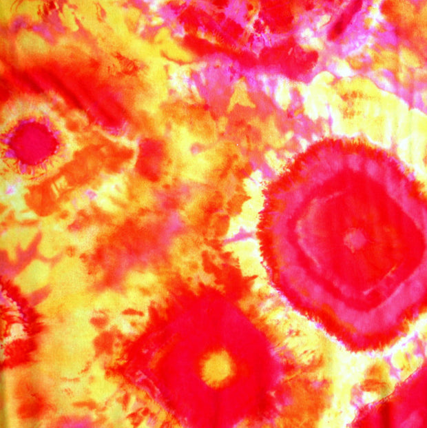 Pink/Yellow/Orange Tie Dye Knit Fabric - 24" Remnant Piece