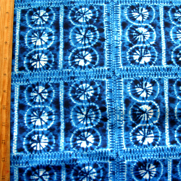 Tie Dye Circles in Squares Nylon Lycra Swimsuit Fabric