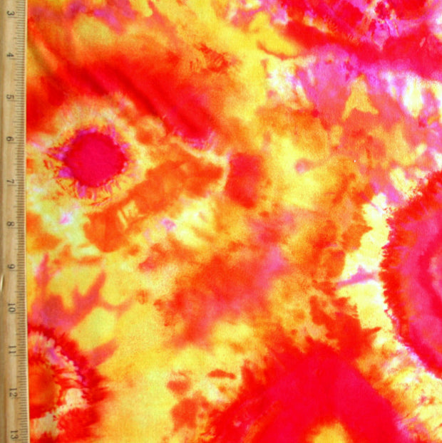 Pink/Yellow/Orange Tie Dye Knit Fabric - 24" Remnant Piece