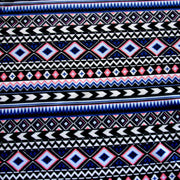 Tribal Stripe Cotton Lycra Knit Fabric, Royal Blue/Pinky Peach Colorway