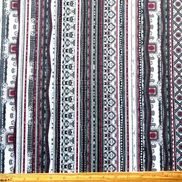 Grey/Berry Vertical Abstract Poly Spandex Swimsuit Fabric