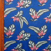 Tropical Plants on Royal Nylon Spandex Swimsuit Fabric