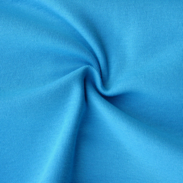 Turquoise Blue Cotton Rib Knit Fabric