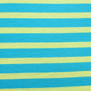 Turquoise Blue and Yellow Stripe Knit Fabric