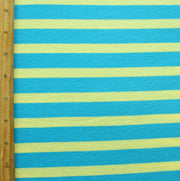 Turquoise Blue and Yellow Stripe Knit Fabric