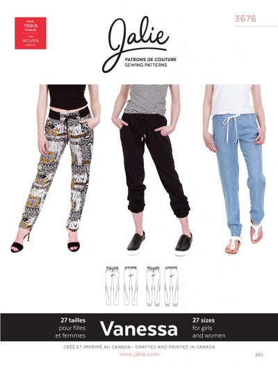 Vanessa Fluid Pants Sewing Pattern by Jalie