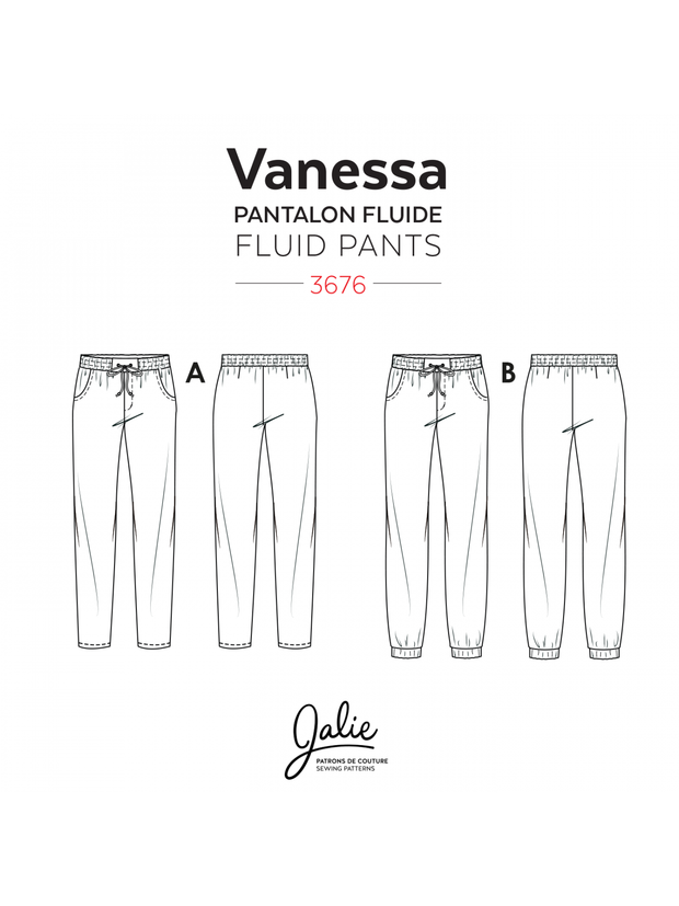 Vanessa Fluid Pants Sewing Pattern by Jalie