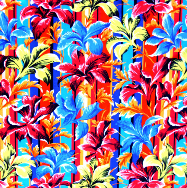 Vertical Festive Floral Nylon Lycra Swimsuit Fabric