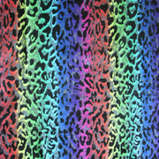 Vertical Rainbow Leopard Cotton French Terry Fabric