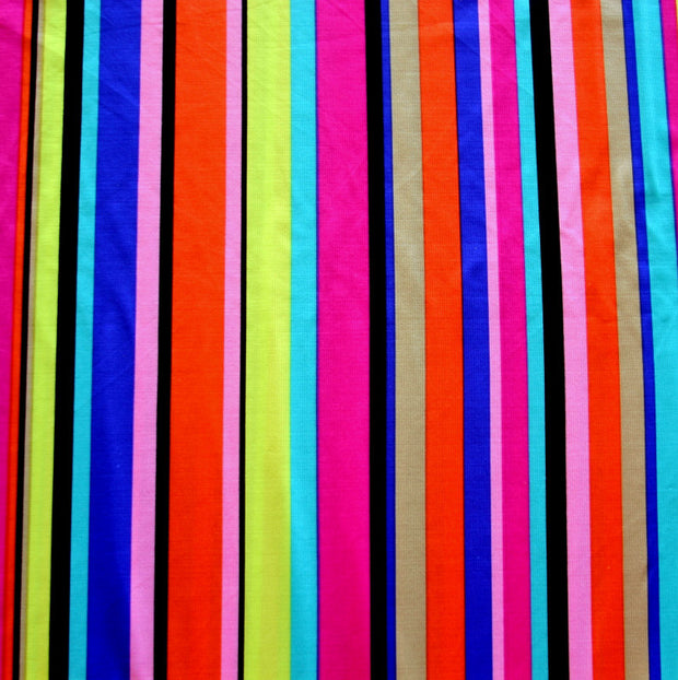 Vertical Rainbow Stripes Nylon Lycra Swimsuit Fabric