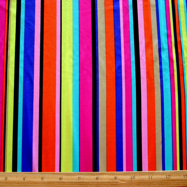 Vertical Rainbow Stripes Nylon Lycra Swimsuit Fabric