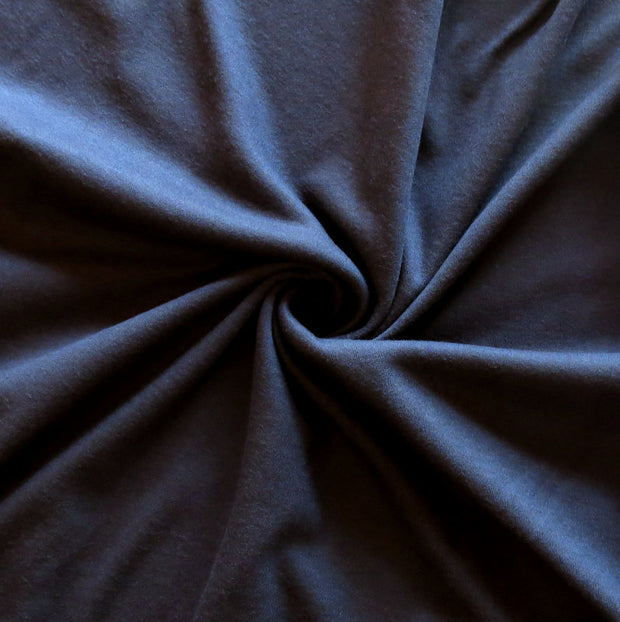 Very Dark Navy Cotton Interlock Fabric