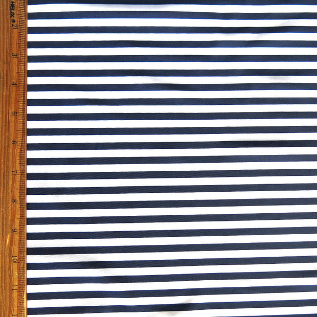 Navy and White 1/4 inch Stripe Nylon Spandex Swimsuit Fabric