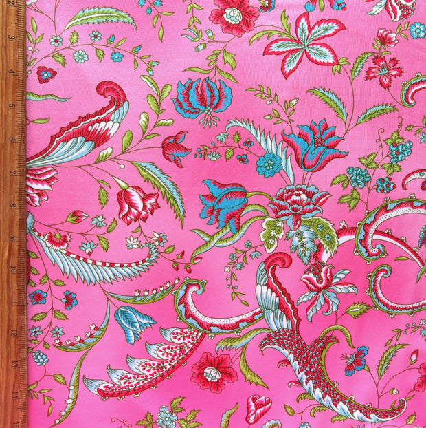 Viney Floral on Pink Nylon Spandex Swimsuit Fabric