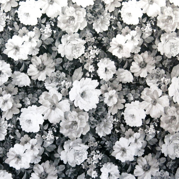 Vintage Black and White Floral Nylon Spandex Swimsuit Fabric