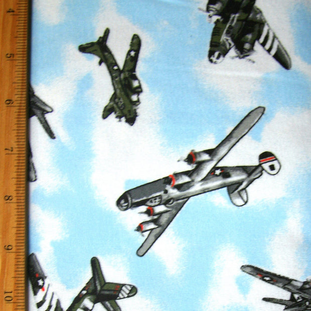 Vintage Bomber Plane Cotton Knit Fabric