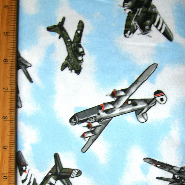 Vintage Bomber Plane Cotton Knit Fabric