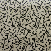 Vintage Keys and Locks Cotton Lycra Knit Fabric