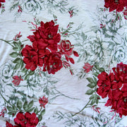 Vintage Red Roses Cotton Knit Fabric